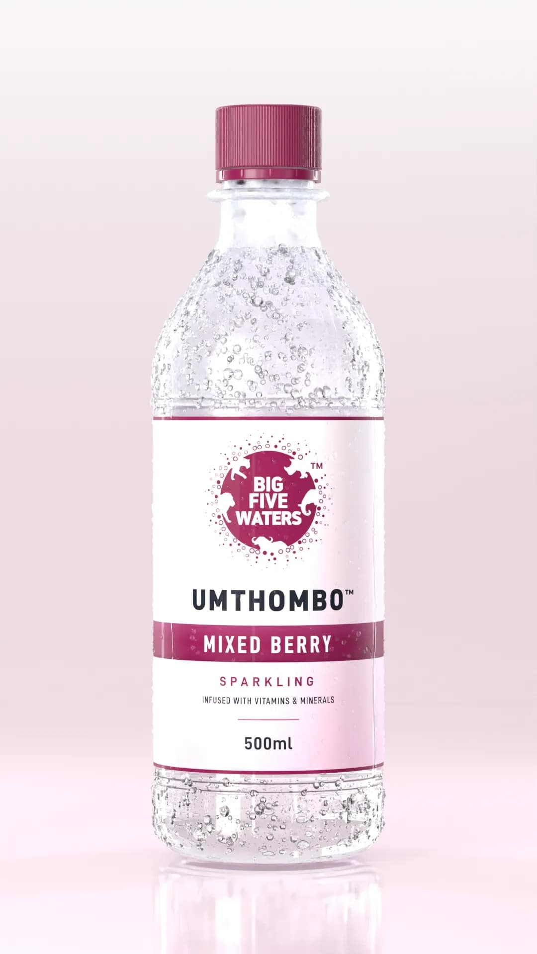 UMTHOMBO™ Sparkling Mixed Berry 500ml bottle, vitamin- and mineral-infused